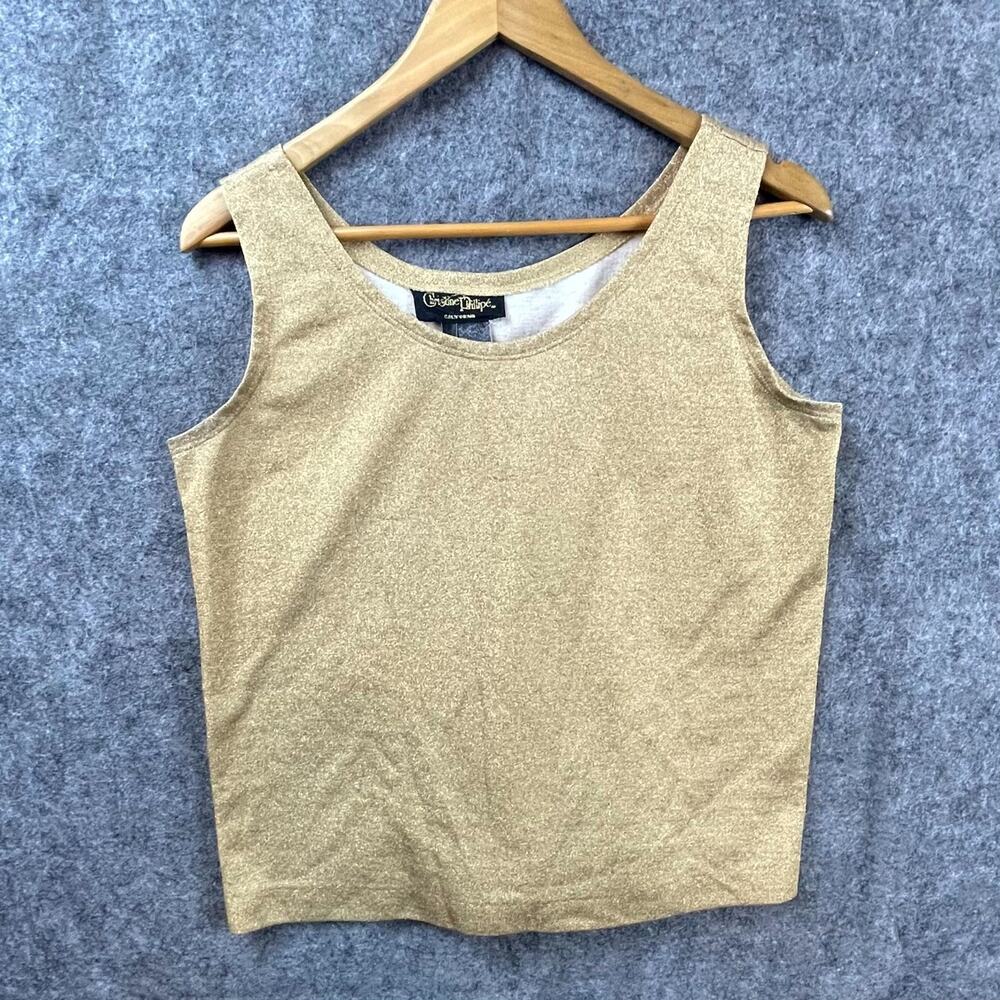 Vintage Christine Phillipe‎ Tank Top Women Med Metallic Sparkle Party NYE Layer